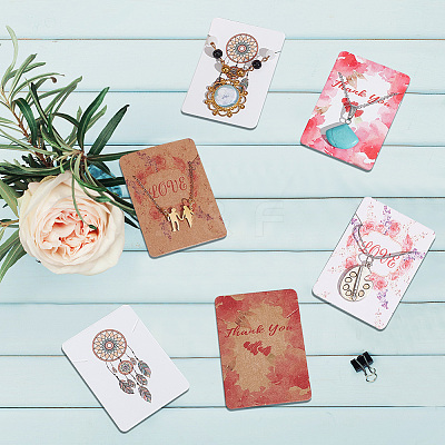 120Pcs 6 Styles Paper Necklace Display Cards CDIS-NB0001-39-1