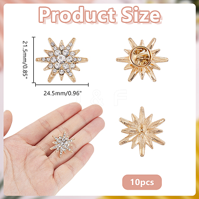 10Pcs Alloy Rhinestone Lapel Pin Backs for Backpack Clothes JEWB-HY0001-63LG-1