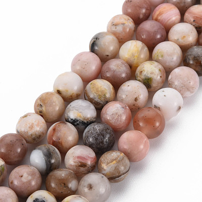 Natural Pink Opal Beads Strands G-R446-8mm-09-1