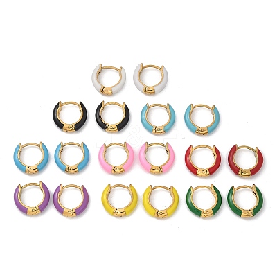 Ion Plating(IP) Enamel Hoop Earrings EJEW-G344-02G-1