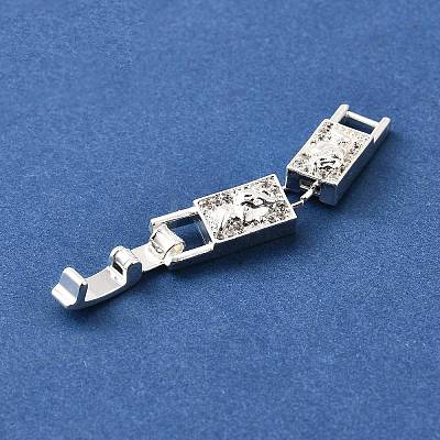 Brass Micro Pave Clear Cubic Zirconia Fold Over Clasps KK-R222-03S-1