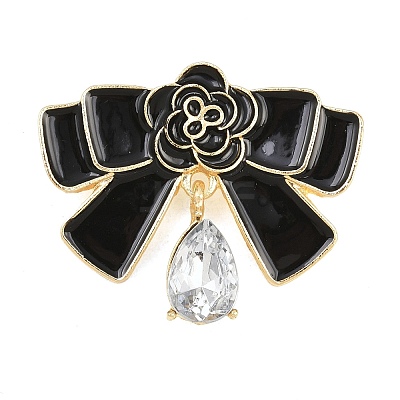 Bowknot & Teardrop Enamel Pins JEWB-B036-01G-1