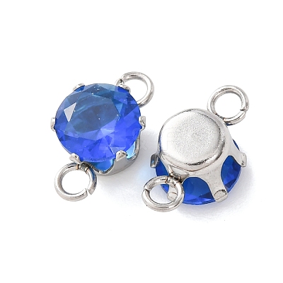 304 Stainless Steel Micro Pave Cubic Zirconia Connector Charms STAS-H240-50P-09-1