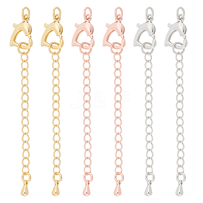6Pcs 3 Colors Brass Chain Extender KK-NB0003-14-1