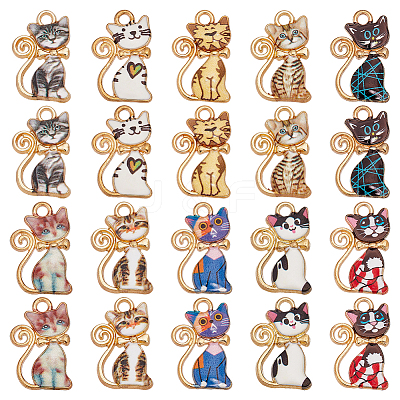 20Pcs 10 Colors Alloy Enamel Pendants ENAM-ME0001-22-1
