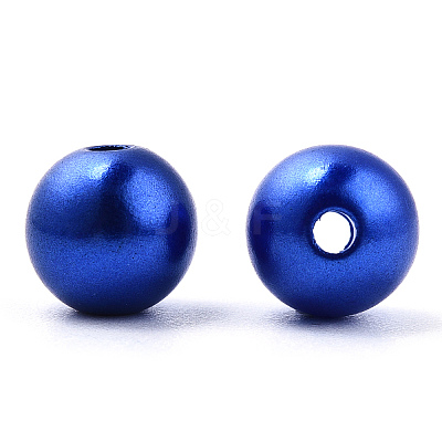 Spray Painted ABS Plastic Imitation Pearl Beads OACR-T015-05B-06-1