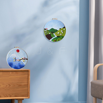 Mountain Scenery Hanging Painting Needle Felting Kit for Beginners DIY-WH0568-20-1