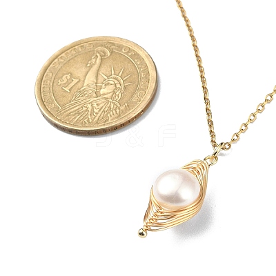 Natural Pearl Pendant Necklace & Dangle Earrings X-SJEW-JS01276-1