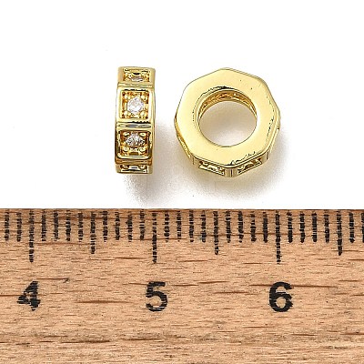 Brass Micro Pave Clear Cubic Zirconia European Beads LS-ZIRC-I070-091G-1