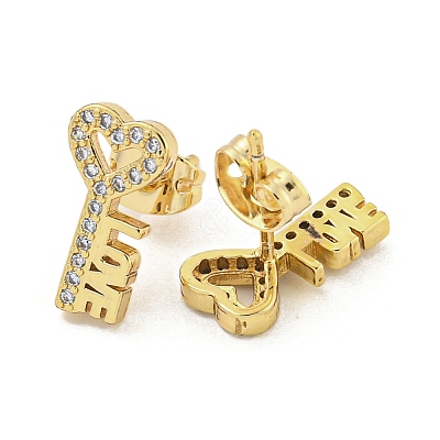 Brass Micro Pave Cubic Zirconia Ear Studs EJEW-P261-27E-G-1