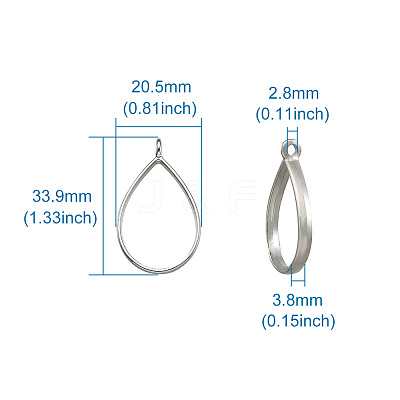 Rack Plating Alloy Teardrop Open Back Bezel Pendants PALLOY-TA0001-09P-1