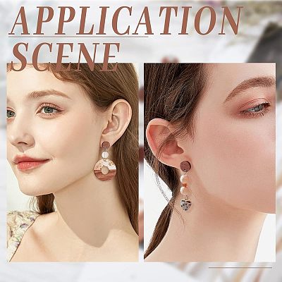60Pcs Walnut Wood Stud Earring Findings MAK-NB0001-12-1