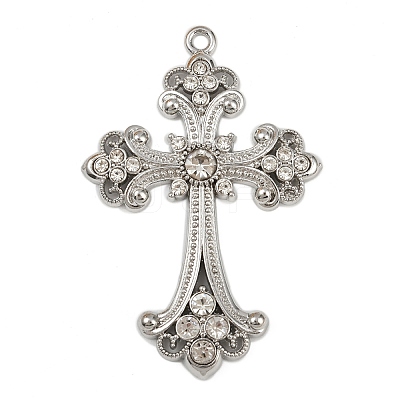 Alloy Rhinestone Cross Big Pendants ALRI-1475-P-RS-1