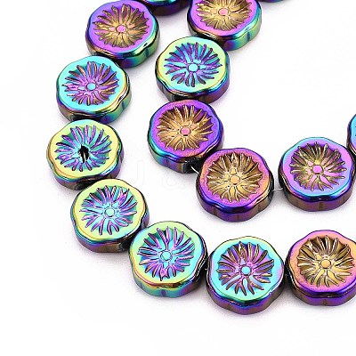 Half Electroplate Baking Paint Glass Beads Strands EGLA-K061-11A-AB08-1