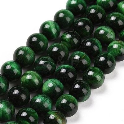 Natural Green Tiger Eye Beads Strands X-G-G099-10mm-6-1