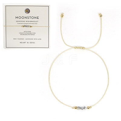 Natural Moonstone Braided Beads Bracelets for Women LU0568-5-1