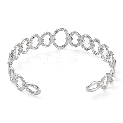 Non-Tarnish 304 Stainless Steel Hollow Oval Cuff Bangle for Women BJEW-D061-04P-1