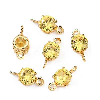 SHEGRACE Brass Pave Cubic Zirconia Flat Round Connector Charms XGRQ2O275-435C-G-1