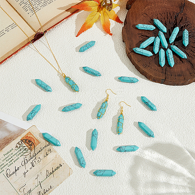 30Pcs Dyed Faceted Bullet Synthetic Turquoise Points for Wire Wrapped Pendants Making G-OC0005-98-1