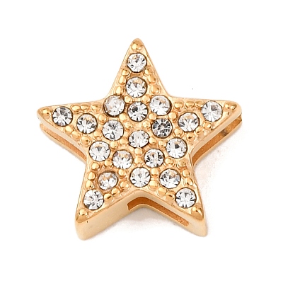 304 Stainless Steel Rhinestone Slide Charms STAS-P421-04C-G-1