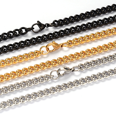 201 Stainless Steel Twisted Chain Curb Chain Necklaces NJEW-L416-06-1