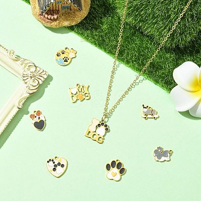 8Pcs 8 Styles 304 Stainless Steel Enamel Pendants STAS-CJ0003-38-1