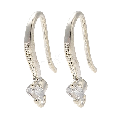 Rack Plating Brass Micro Pave Clear Cubic Zirconia Earring Hooks KK-A231-05S-1