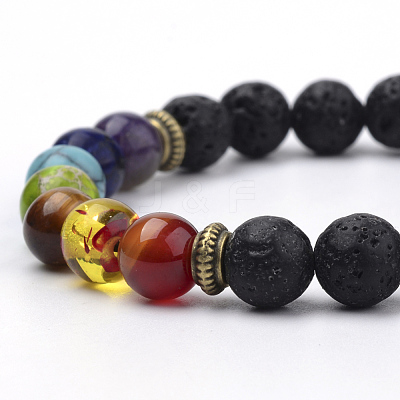 Natural Lava Rock Braided Bead Bracelets BJEW-R304-02-8mm-1