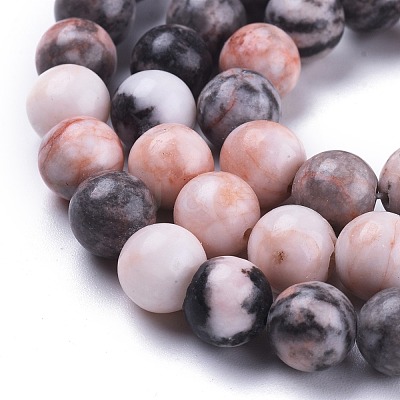 Natural Pink Zebra Jasper Beads Strands G-K410-04-8mm-1