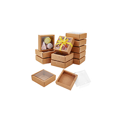 Square Paper Biscuit Boxes with Clear PVC Window LS-CON-WH0098-16A-03-1