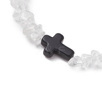 Natural Quartz Crystal Chips Stretch Bracelets for Women Men BJEW-JB11341-10-1
