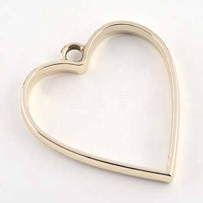 Rack Plating Alloy Heart Open Back Bezel Pendants PALLOY-S047-12E-FF-1