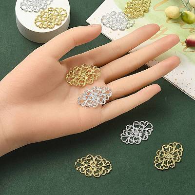 10Pcs 2 Colors Brass Filigree Joiners KK-YW0002-20-1