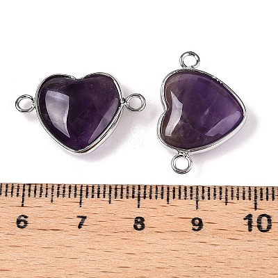 Natural Amethyst Love Heart Pendants G-T138-205A-P-1