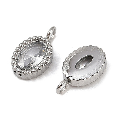 304 Stainless Steel Micro Pave Cubic Zirconia Charms STAS-K302-01E-P-1