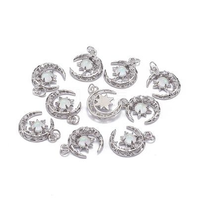 Brass Micro Pave Clear Cubic Zirconia Glass Pendants ZIRC-C024-06P-03-1