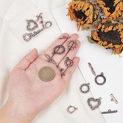 10 Sets 5 Styles Brass Toggle Clasps KK-FH0004-14-1