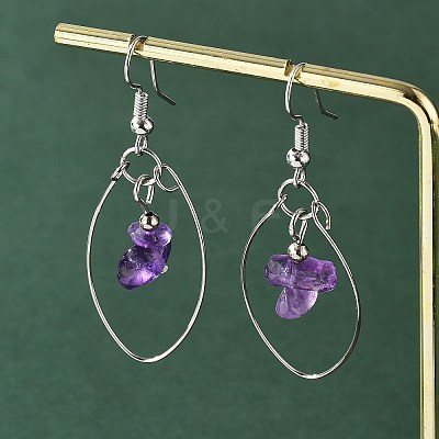 Natural Amethyst Dangle Earrings EJEW-JE02150-03-1