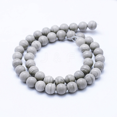 Natural Silver Line Jasper Beads Strands G-F531-10mm-O-1