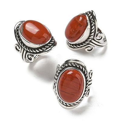 Natural Red Jasper Adjustable Rings RJEW-I108-01AS-18-1
