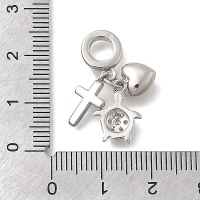 Brass Micro Pave Clear Cubic Zirconia European Dangle Charms KK-D431-033B-P-1