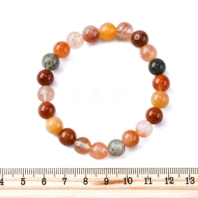 Natural Red Quartz Round Beaded Stretch Bracelets for Men Women BJEW-G743-01D-1