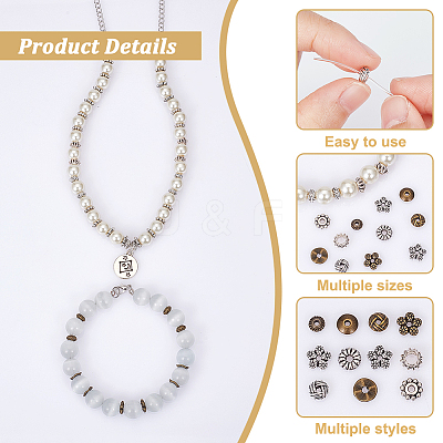 500Pcs 10 Style Tibetan Style Alloy Beads FIND-NB0003-75-1
