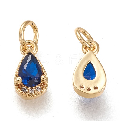 Brass Micro Pave Clear Cubic Zirconia Charms X-KK-F820-15B-G-1