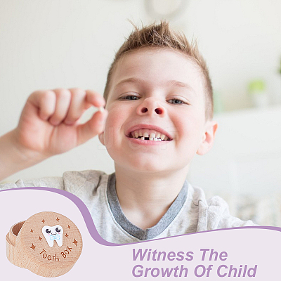 Round Printed Wood Baby Tooth Keepsake Cases with Lids CON-WH0099-75D-1