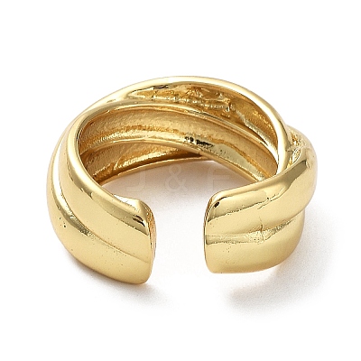 Rack Plating Brass Criss Cross Open Cuff Rings for Women LS-RJEW-Q777-04G-1