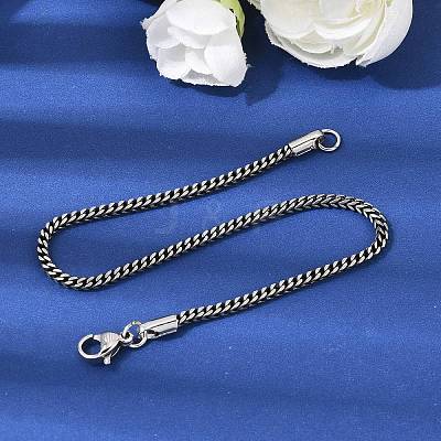 304 Stainless Steel Curb Chian Bracelets for Women Men BJEW-K240-12A-AS-1