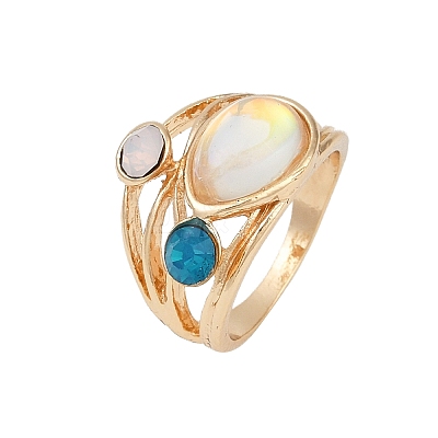 Alloy Multi-Moonstone Finger Rings for Women FS-WG1D73B-04-1