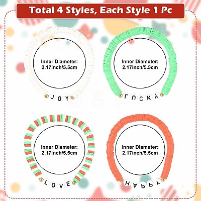 4Pcs Handmade Polymer Clay Heishi Bead Stretch Bracelet Sets BJEW-FS00030-1
