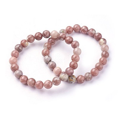 Natural Plum Blossom Jasper Beads Stretch Bracelets BJEW-F380-01-B08-1